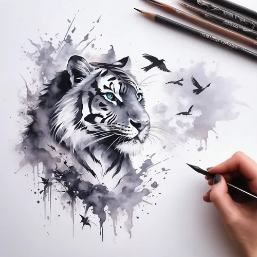 Bring your tattoo vision to life with our stencils,pencil art,white tiger,tiger,white bengal tiger,a tiger,drawing cat,siberian tiger,bengal tiger,asian tiger,blue tiger,tiger head,line art animal,lin