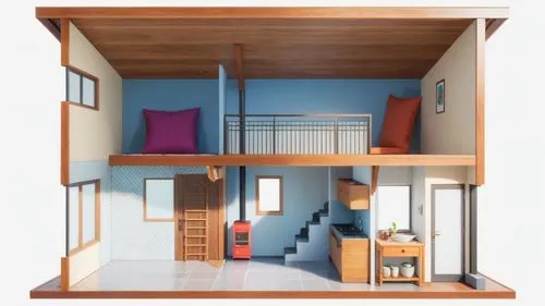 casa de campo en steel frame, pisos simil madera,a room with blue walls and windows inside it,lofted,search interior solutions,loft,lofts,loftily,modern room,home interior,inverted cottage,shared apar