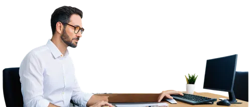 Desktop computer, modern design, sleek monitor, LED lights, angular edges, metallic body, keyboard and mouse, cluttered workspace, messy cables, coffee cup, papers scattered, mature man, 30s, beard, g