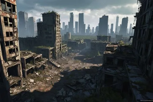 Game Scene, Wild angle view,destroyed city,cryengine,post-apocalyptic landscape,post apocalyptic,industrial ruin,scampia,hawken,crytek,dishonored,wastelands,cosmodrome,crysis,destroyed area,gunkanjim