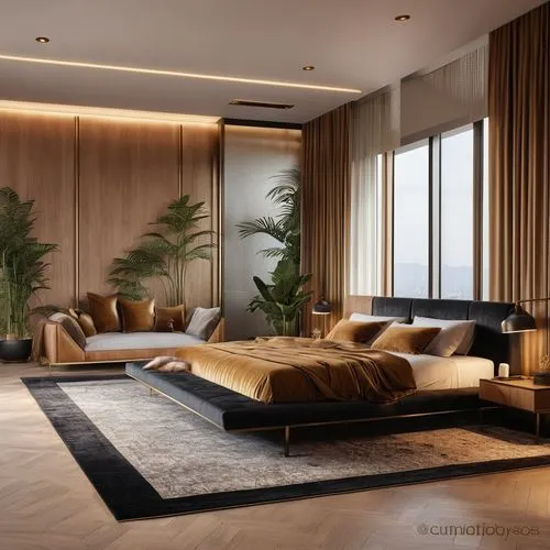 BLACK WITH GOLD TRIM COUCHES,modern living room,apartment lounge,modern room,interior modern design,modern decor,contemporary decor,living room,livingroom,luxury home interior,bamboo curtain,great roo