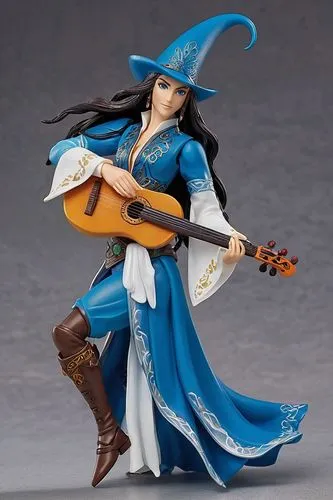  Action Figure， Full body,vax figure,troubadour,troubador,art bard,bard,figurine,befana,takamine,garrison,longmei,3d figure,guitar player,yuanji,game figure,voyageur,actionfigure,violin woman,sarasohn