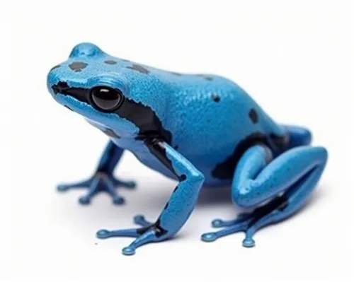Blue poison dart frog Highquality PNG clipart of a blue poison dart frog, isolated on a white background, vibrant blue color, black spots, centered shot, clear details, no background elements.,




,a