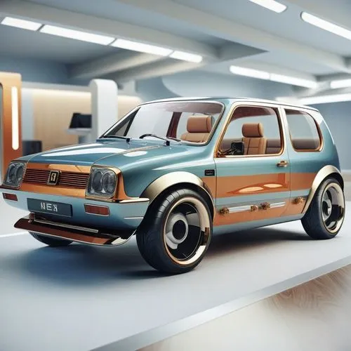 an image of a model car on display,volkswagen beetlle,3d car model,elektrocar,fiat uno