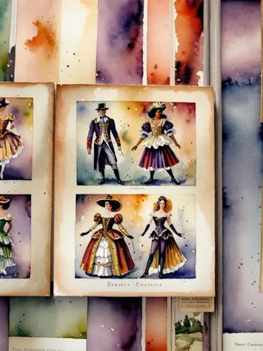 Театральные костюмы,some colorful watercolors on the wall and behind it is a woman's dress,watercolors,watercolor frames,watercolor frame,watercolor shops,watercolor background,watercolor tea