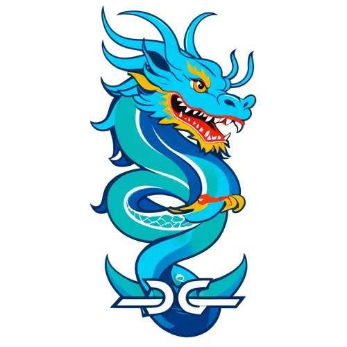 Flat vector graphic, art, cartoon illustration, american sport team logo utilizing chinese dragon as mascotte,chinese dragon,kaohsiung,qinghai,zhejiang,dalian,dragon design,dragon li,chinese water dra