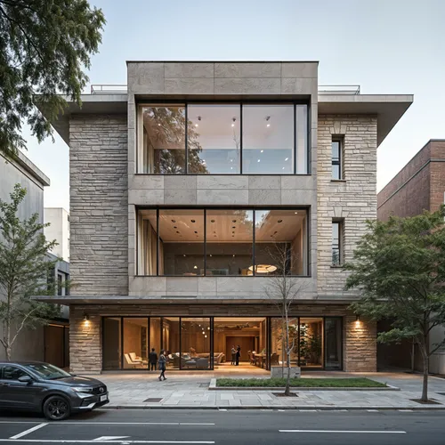 A refined style that combines classic architecture elements with contemporary designs,a black car is parked in front of the house,cantilevers,modern house,cantilevered,modern architecture,tonelson,tow