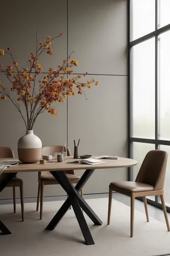 (magazine editorial layout:1.3), moodboard, interior design, home decor, fall vibe, autumn, ultra realistic, close shot, harvest season decor, minimalist ,a wooden table sitting underneath a glass win