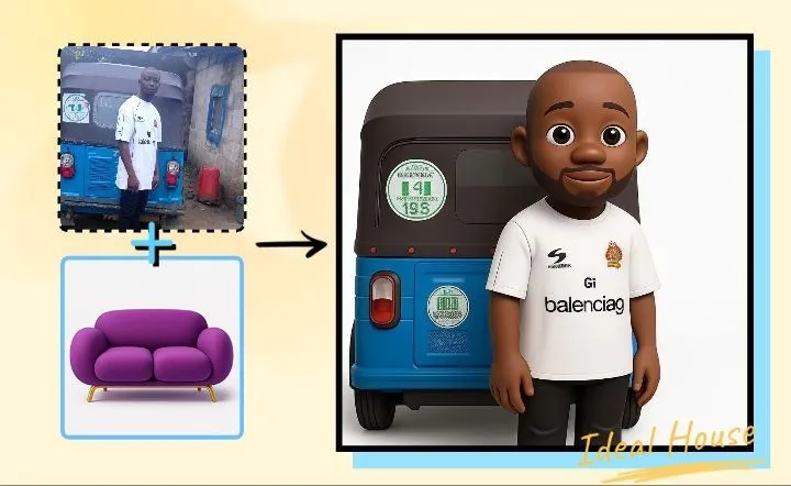 an animated picture of a black man in the background and pos of a couch