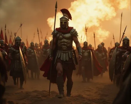300 spartans last stand. epic cinematic shot














,a group of roman soldiers in full armor, with an ancient soldier behind them,thermopylae,leonidas,sparta,roman soldier,pyrrhus,spearmen,prae