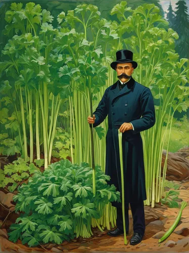 Write a short story about a mysterious journey to find the rarest species of wild celery.,prussian asparagus,picking vegetables in early spring,giant rhubarb,celery plant,daikon,armenian cucumber,vege