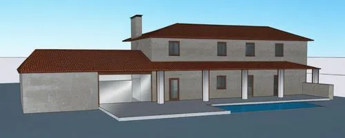 leds,a modern house designed to look like it is on the same floor,sketchup,passivhaus,3d rendering,revit,model house,pool house,house drawing,projet,residential house,immobilier,modern house,render,ma