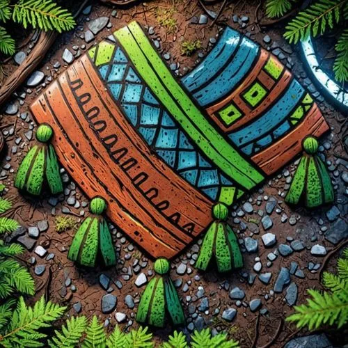 painted rocks have a colorful painting of the world,indigenous painting,aboriginal painting,aboriginal artwork,tribal,detail shot,fairy door