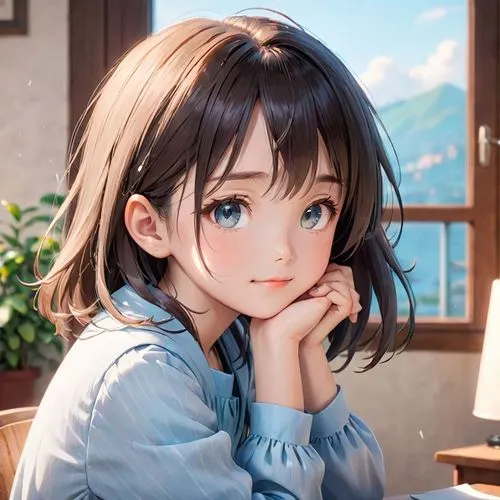A cinematic split-scene portrait of the same girl in two timelines. 

Left side: a 6-year-old version of the girl, innocent smile, soft glowing skin, wearing a simple dress, looking to the right with 