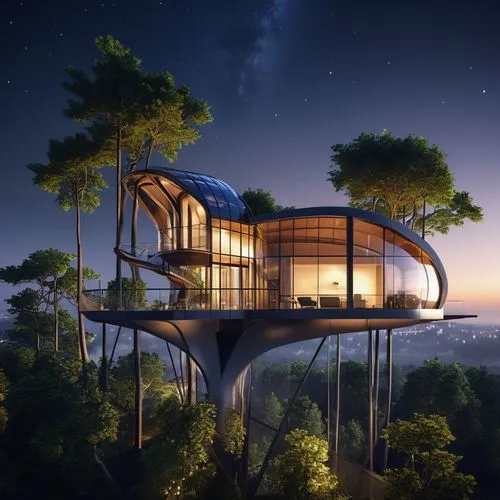 tree house design, House on the Tree, A modern house suspended between big trees, with direct elevators and french window
,tree house hotel,tree house,treehouse,sky apartment,dunes house,cubic house,s
