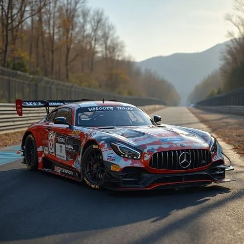 racing vantage car,the mercedes gtw races is taking place in a forest,safety car,lime rock,livery,racing pit stop,race car,race car driver,racing car,auto racing,game car,martini,motor sport,switchbac