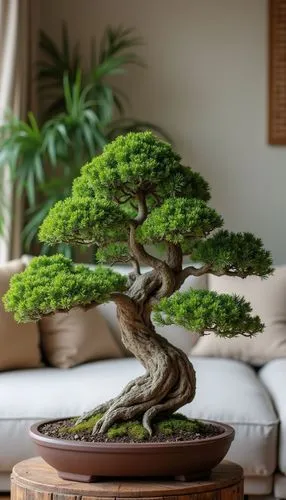 decorative bonsai tree in pot, living room,home staging,a bonsai tree is standing on a table,bonsai tree,bonsai,elm bonsai,maple bonsai,dwarf tree,dragon tree,dwarf pine,flourishing tree,growing manda