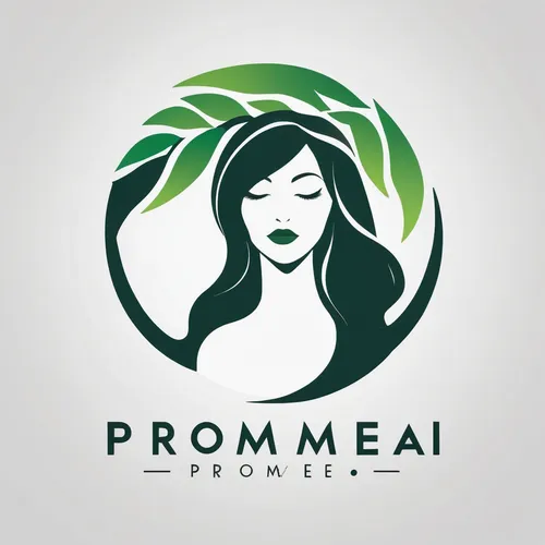 minimalist Logo for Promeai on the theme of Nature girl simple logo graphic design, by Bunny Yeager + Bert Stern + Brian Stelfreeze,promontory,pregnant woman icon,proclaim,logodesign,permaculture,pece