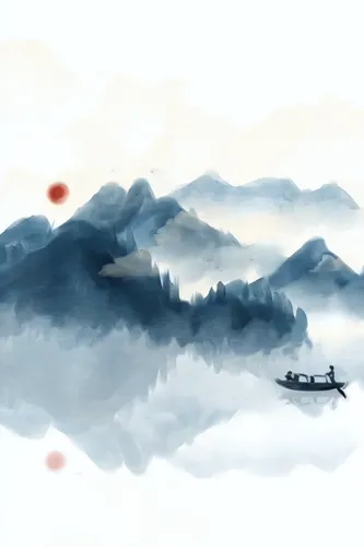 chinese clouds,guizhou,foggy landscape,mid-autumn festival,chinese background,sea of fog,yunnan,dragon boat,sea of clouds,world digital painting,watercolor background,fog,mountains,chinese art,landsca