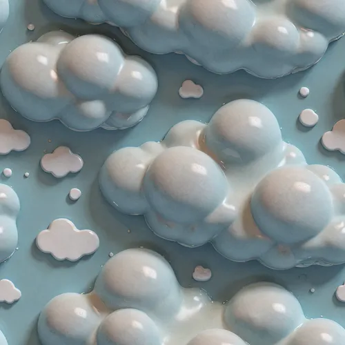 a pattern of white clouds on a light blue background, inspired by Peter Alexander Hay, casey weldon, iphone screenshot, kenny scharf, lumpy skin, one panel, drooling goo, 3d feeling, reddish, milk pud