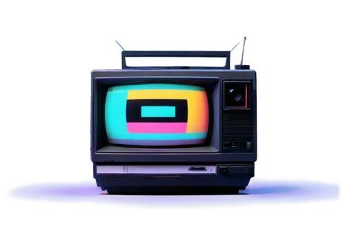 VHS tape, retro TV screen, static noise, distorted video, colorful glitch art, VHS player, old-school camcorder, 80s aesthetic, neon lights, dark background, low-poly 3D models, futuristic UI, hologra