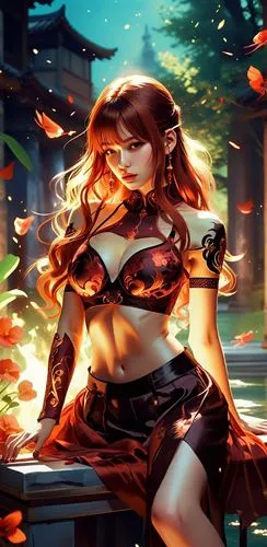 a drawing of a woman sitting on top of a bench,background ivy,fire background,underwater background,mermaid background,autumn background,butterfly background,leaf background,art background,water nymph