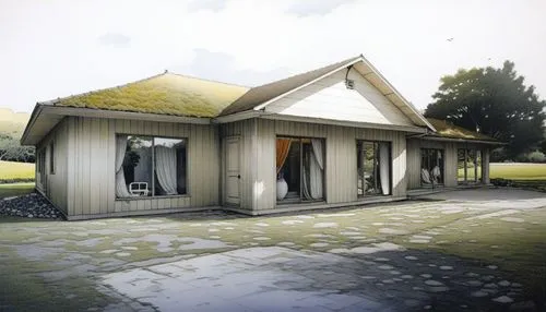 a drawing of a house with a large front porch,promisor,prodromal,prefabricated buildings,prodigal,promissory,prefab