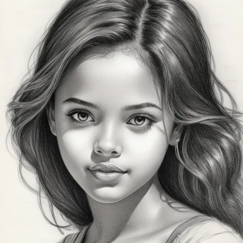 pencil drawing of brasilian girl,girl portrait,girl drawing,young girl,child portrait,graphite,charcoal drawing,charcoal pencil,pencil drawing,pencil drawings,mystical portrait of a girl,portrait of a