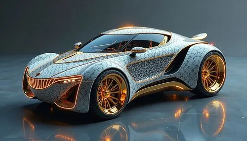  A futuristic two big black tiger six wheels trucks style car with without doors, its body a bold, matte white and gold fusion with strong big white flames chessboard over it  that absorbs the light, 