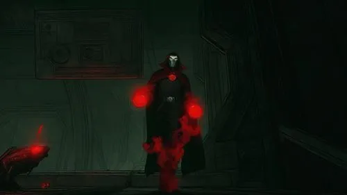 COMIC STYLE, COMIC ART, awesome dark COMIC ARTWORK , red CORE,a futuristic image of a man with red lights in the dark,red spider nebula,necromancer,red lantern,umbra,in the shadows,daredevil,red matri