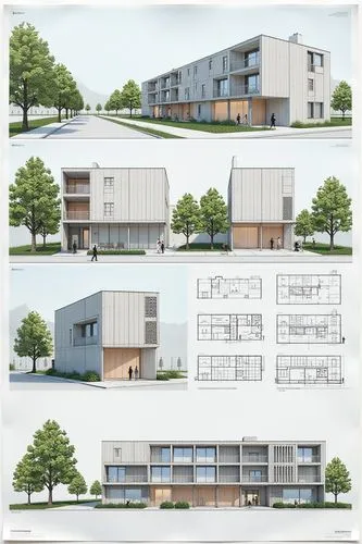 Create a high-quality horizontal A1 presentation board showcasing a comprehensive original proposal for the requalification of blank walls into new facades integrated into the urban landscape. The boa