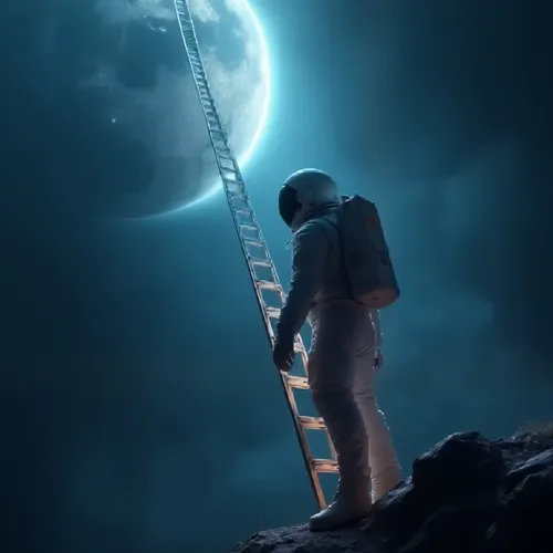moon walk,hanging moon,violinist violinist of the moon,heavenly ladder,astronaut,astronomer,lunar,moon landing,space art,astronautic,ladder,the moon,space walk,moonshot,moonwalks,moonscapes,interstell
