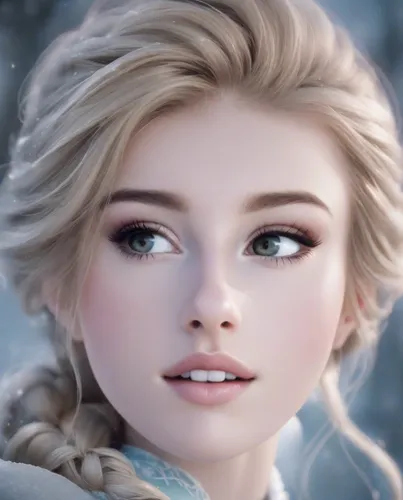 like Elsa from Frozen but photorealistic and Anime-style,elsa,white rose snow queen,the snow queen,suit of the snow maiden,ice princess,ice queen,frozen,cinderella,winterblueher,doll's facial features