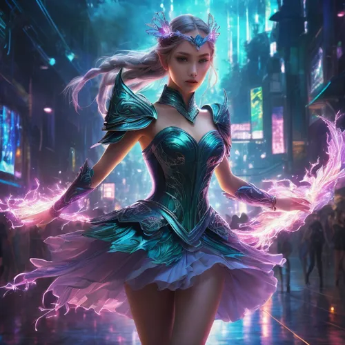 a woman dressed in a blue corset on the street,fantasy picture,fantasia,cinderella,blue enchantress,fantasy portrait,fantasy art