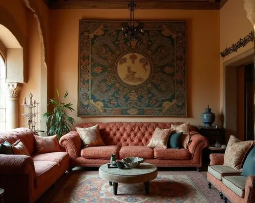  interior design,the interior of a home with orange colored furniture,moroccan pattern,sitting room,interior decor,la kasbah,royal interior,furnishings,Photography,Documentary Photography,Documentary 