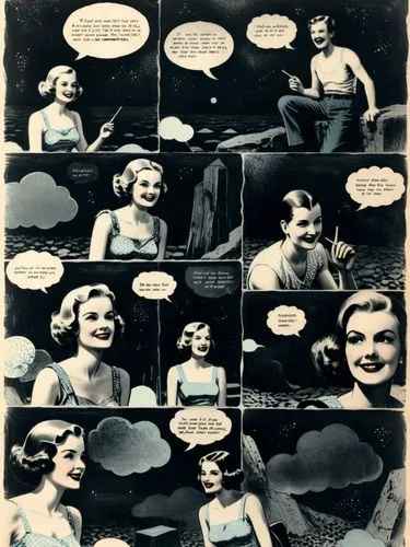 Become part of our adventurous comic page and experience the exciting story! With English text in boxes, speech and thought bubbles.,the story is written and illustrated in black and white,comic halft