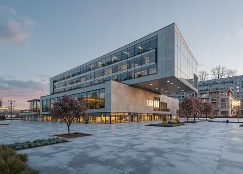   ,the front entrance of a building with a clock tower,embl,bankverein,skolkovo,eschborn,architekten,biotechnology research institute,staatsbibliothek,biozentrum,fachhochschule,epfl