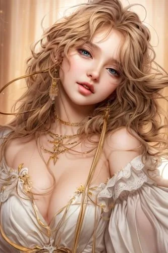 dress sleave,jessamine,libra,poker primrose,baroque angel,golden haired,fairy tale character,fantasy woman,fantasy portrait,female doll,angelica,zodiac sign libra,cybele,celtic queen,venus,gold filigr