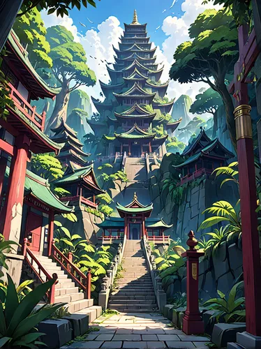 chinese temple,japanese shrine,asian architecture,pagoda,tsukemono,ancient city,hanging temple,chinese background,oriental,roof landscape,tigers nest,ancient buildings,japanese background,bamboo fores