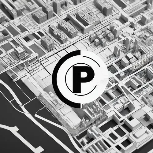 Minimalist logo-style image using the letters "A" and "P", representing the architecture and urban planning firm "Allgemeiner Plan". The design should reflect both urban layout and architectural preci