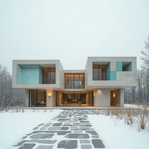 ,an image of a house covered in snow,winter house,snow house,cubic house,cube house,modern house,glass blocks,modern architecture,snohetta,glass facade,dunes house,dreamhouse,cantilevers,mirror house