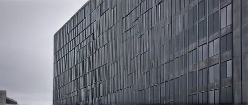 Modern urban skyscraper, sleek glass façade, steel frame, angular lines, minimalist design, dull grey concrete, flat roof, no ornate decorations, cityscape, busy streets, pedestrians walking fast, blu