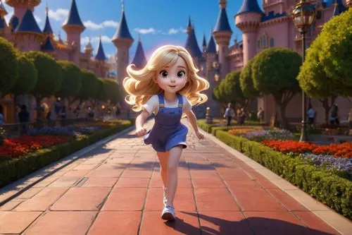 Anime Girl Strolls Through Disneyland,the disney movie, aurora, is going on sale for $ 3 billion,disneyland park,rapunzel,princess sofia,cendrillon,eurodisney,disney character