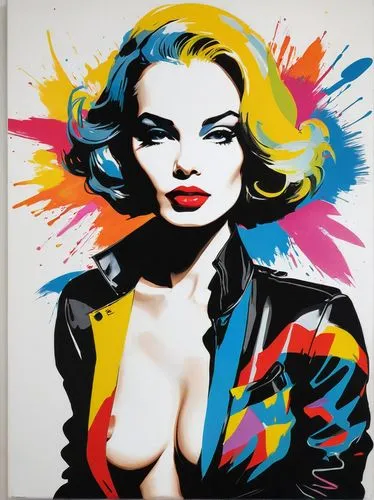 MASTERPIECE, 
( PAINTING|DRAWING ) 
By
WARHOL
 , A detailed digital illustration of a woman, PERFECT  Physique, perfect round boobs, Casual clothes.

Background in the artists typical style, INTRICATE
