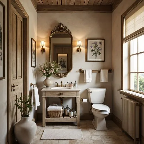 French Country Style Powder Room Design Ideas
