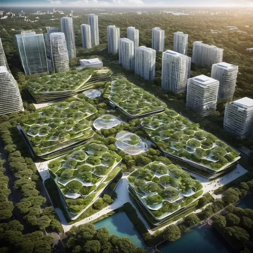 Tropical International Investment Square | UNStudio | Archello | Urban design plan, tropics architecture, Facade architecture, Origami Skyline Symphony with green gardens,artificial island,smart city,