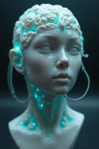 cyborg woman| with a visible detailed brain| muscles cable wires| biopunk| cybernetic| cyberpunk| white marble bust| canon m50| 100mm| sharp focus| smooth| hyperrealism| highly detailed| intricate det