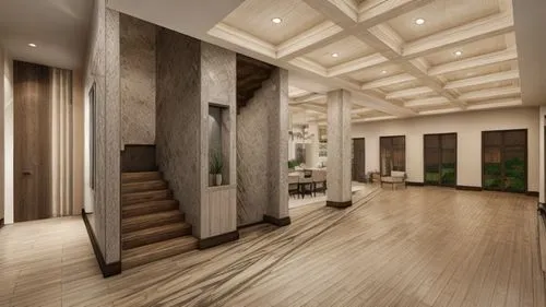 make more realistic modern rustic home entrance. add lighting, show textures wood and plaster,luxury home interior,hardwood floors,3d rendering,wood flooring,hallway space,interior modern design,hobok