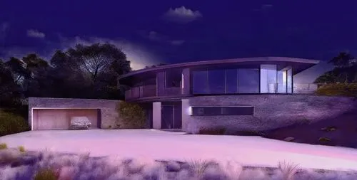 a very snowy setting and background in winter ,the house is very large and made up of cement,mid century house,modern house,dreamhouse,eichler,neutra,house with lake,dunes house,sketchup,3d rendering,