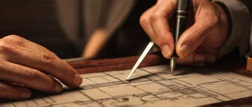 Reading an architectural scale, close-up shot, hand holding scale ruler, fingers gently grasping, detailed fingernails, modern office desk, wooden table surface, multiple blueprints scattered around, 